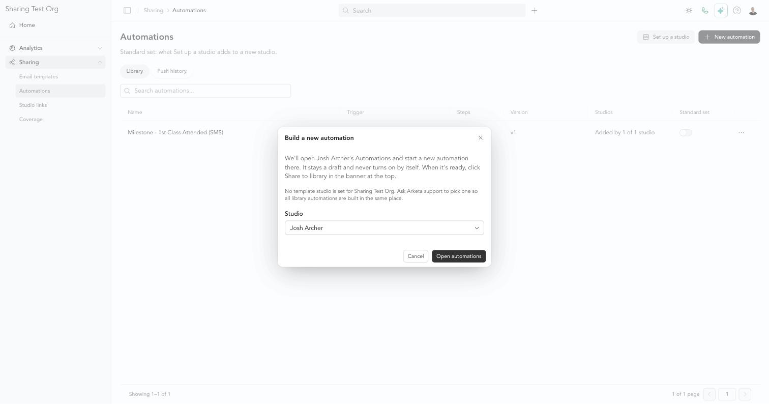 The Build a new automation dialog